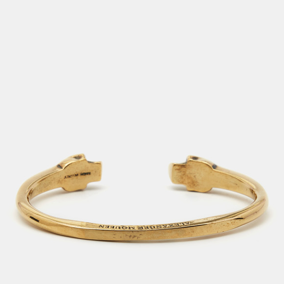 ALEXANDER MCQUEEN Gold Tone Skull Cuff Bracelet - Picture 2 of 5